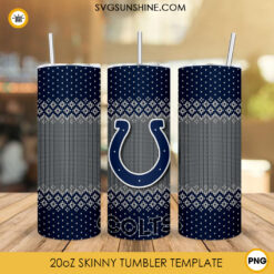 Indianapolis Colts Christmas 20oz Skinny Tumbler PNG, NFL Team Football Indianapolis Colts Ugly Sweater Tumbler PNG File Digital Download