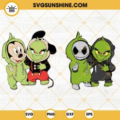 Baby Jack Skellington Grinch Mickey Christmas SVG, Christmas Characters SVG, Merry Christmas PNG DXF EPS Files For Cricut