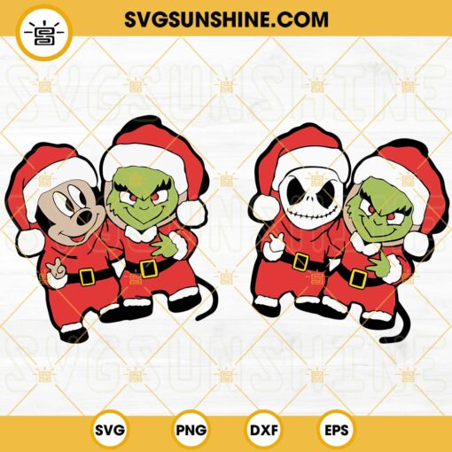 Baby Jack Grinch Mickey Mouse SVG Bundle, Santa Grinch SVG, Santa Jack, Santa Mickey Christmas SVG