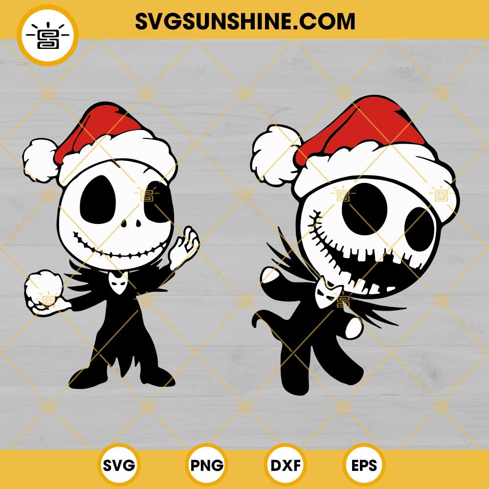 Jack Skellington Christmas SVG Bundle, Jack Skellington Santa Hat SVG