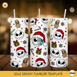 Jack Skellington Christmas Starbucks Tumbler Wrap PNG, Nightmare Before Christmas 20oz Skinny Tumbler Sublimation Designs