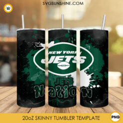Jets Nation Tumbler Wrap PNG, New York Jets 20oz Skinny Tumbler PNG Sublimation File Digital Download
