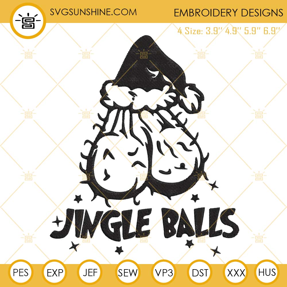 Jingle Balls Embroidery Design Files, Funny Adult Christmas Embroidery Designs
