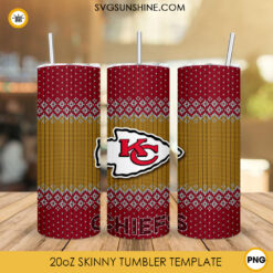 Kansas City Chiefs Christmas 20oz Skinny Tumbler PNG, NFL Team Football Kansas City Chiefs Ugly Sweater Tumbler PNG File Digital Download