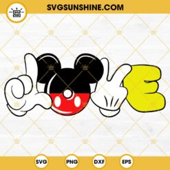 LOVE MICKEY SVG, Disney Love Valentine SVG, Mickey Hands Love SVG