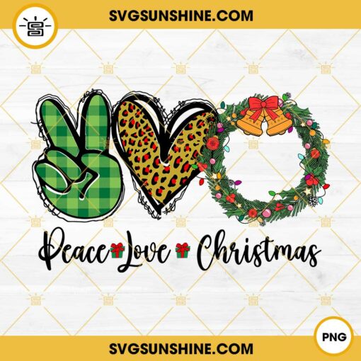 Laurel Wreath Peace Love Christmas PNG File Digital Download