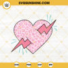 Leopard Heart Lightning Bolt SVG, Valentines Day SVG PNG DXF EPS Cutting Files