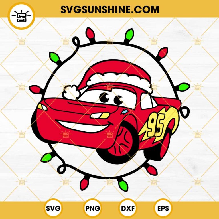 Lightning Mcqueen Christmas Lights SVG, Disney Cars Christmas SVG PNG