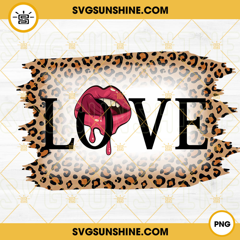 Love Tongue Leopard Print PNG, Valentines Day PNG, Red Lips PNG, Cute Valentines PNG