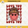 Love You PNG, Smiley Face Leopard Valentines PNG, Retro Valentine PNG, Valentine's day PNG