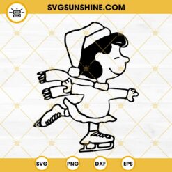 Lucy Van Pelt Ice Skating SVG, Lucy Peanuts Winter Christmas SVG PNG DXF EPS Cut Files
