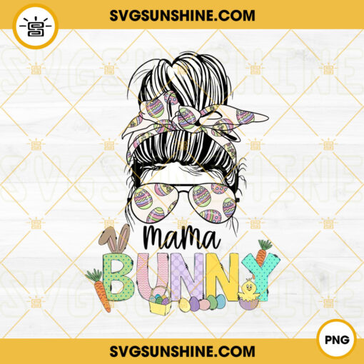 Mama Bunny Messy Bun PNG, Mama Bunny PNG, Easter Mama PNG Download