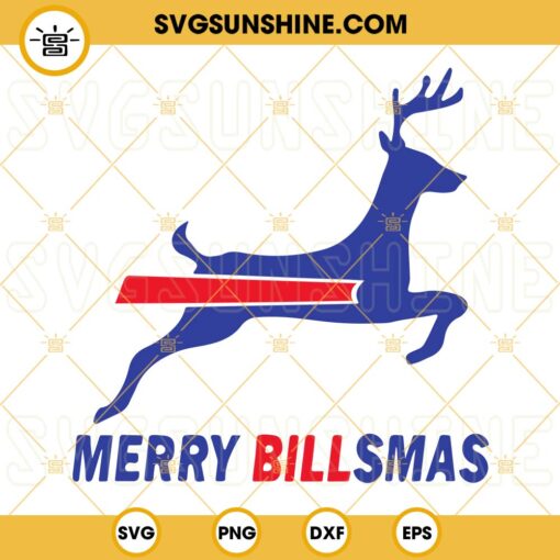 Merry Billsmas SVG, Buffalo Bills Christmas SVG, Bills Football Reindeer SVG