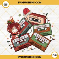 Merry Christmas Music Cassette Tapes PNG, Retro Christmas PNG, Santa PNG