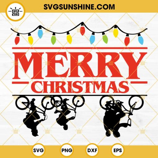 Merry Christmas Stranger Things SVG, The Upside Down SVG, Xmas Lights SVG, Stranger Things Merry Christmas SVG