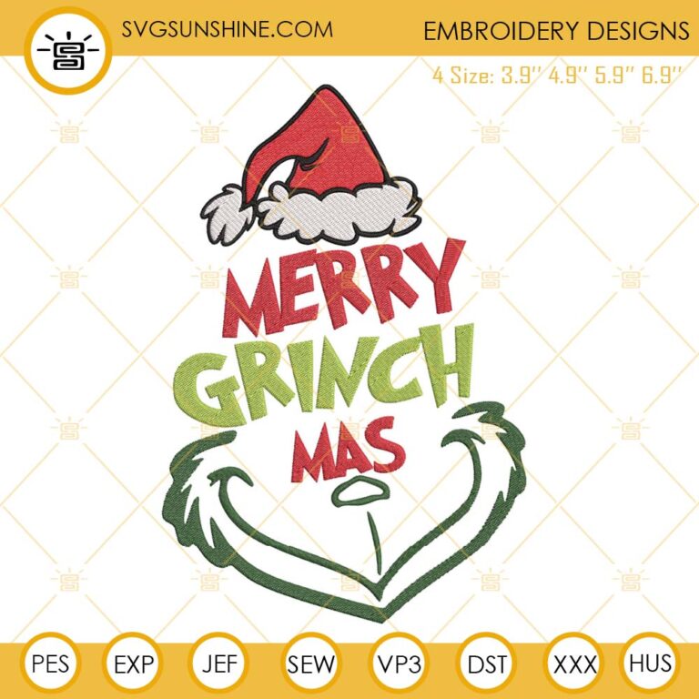 Merry Grinchmas Embroidery Designs