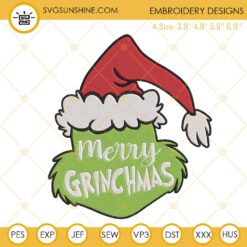 Merry Grinchmas Embroidery Designs, Grinch Machine Embroidery Files