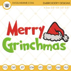 Merry Grinchmas Embroidery Designs
