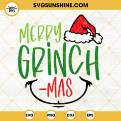 Merry Grinchmas SVG, Grinch Face SVG, Christmas Grinch SVG PNG DXF EPS Digital Download