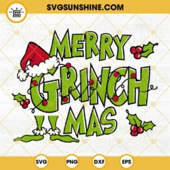 Merry Grinchmas SVG, Grinch Santa Hat Christmas SVG PNG DXF EPS