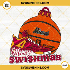 Miami Basketball Merry Swishmas PNG, Miami Heat Basketball Christmas Ornament PNG