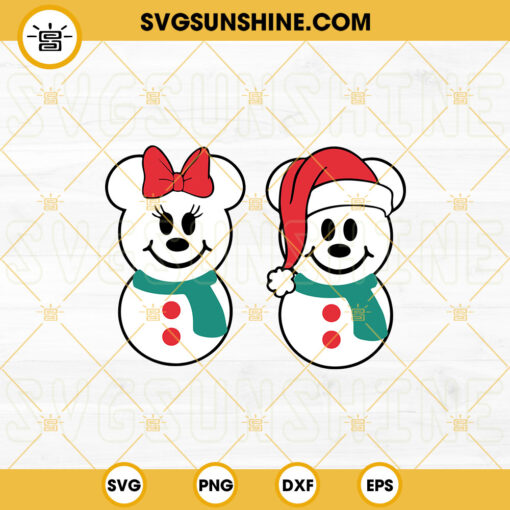 Mickey And Minnie Mouse Snowman SVG, Disneyworld Christmas SVG, Snowman SVG, Disney Christmas SVG PNG DXF EPS Files