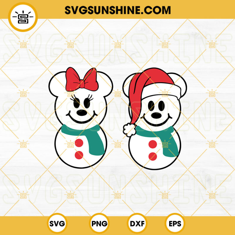 Mickey And Minnie Mouse Snowman SVG, Disneyworld Christmas SVG, Snowman