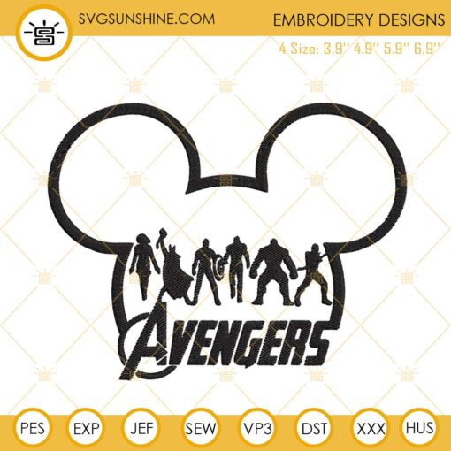 Mickey Ears Avengers Heroes Embroidery Design Files