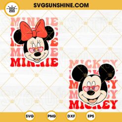 Mickey Minnie Mouse Head Valentines SVG, Happy Valentine's Day SVG, Disney Valentine SVG PNG DXF EPS Files For Cricut