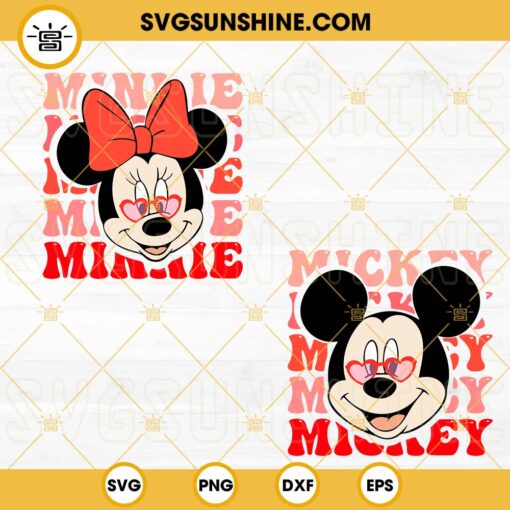 Mickey Minnie Mouse Head Valentines SVG, Happy Valentine’s Day SVG, Disney Valentine SVG PNG DXF EPS Files For Cricut