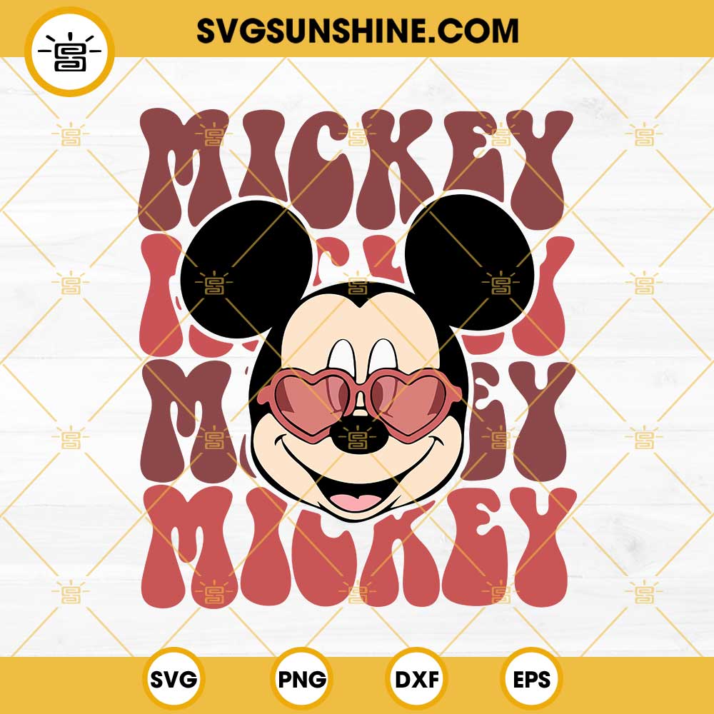 Mickey Valentines SVG, Mickey Sunglasses Heart SVG, Valentines SVG