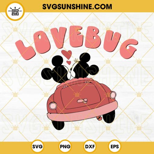 Mickey Minnie Lovebug SVG Retro Love SVG, Disney Valentine’s Day SVG