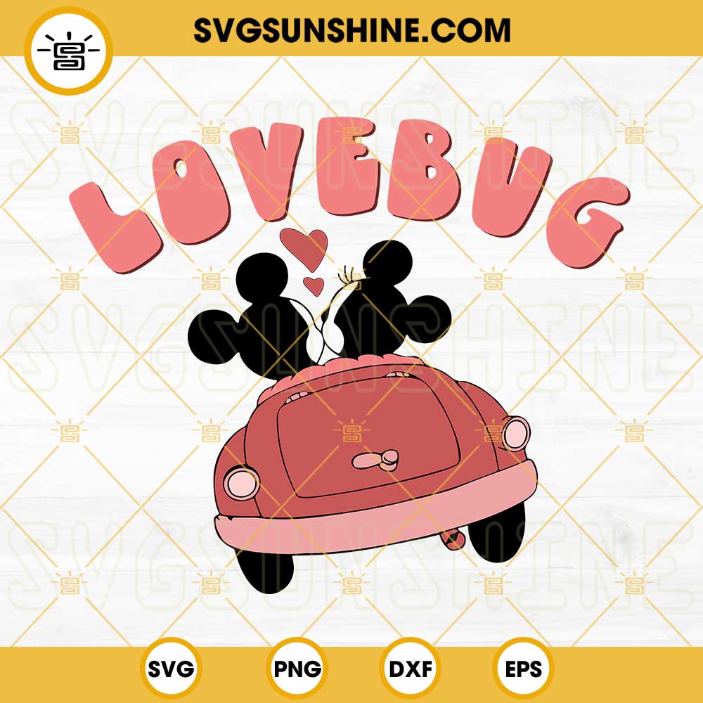 Mickey Minnie Lovebug SVG Retro Love SVG, Disney Valentine's Day SVG