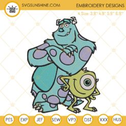 Mike And Sully Monsters Inc Embroidery Designs Files