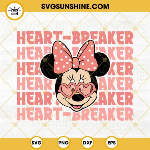 Minnie Mouse Heart Breaker SVG, Minnie Valentines SVG, Happy Valentine's Day SVG