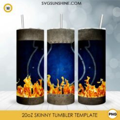 Indianapolis Colts Fire And Flame 20oz Skinny Tumbler Template PNG, Indianapolis Colts Tumbler Template PNG File Digital Download