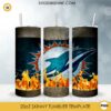 Miami Dolphins Fire And Flame 20oz Skinny Tumbler Template PNG, Miami Dolphins Tumbler Template PNG File Digital Download