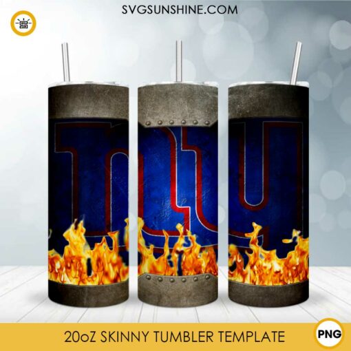 New York Giants Fire And Flame 20oz Skinny Tumbler Template PNG, New York Giants Tumbler Template PNG File Digital Download