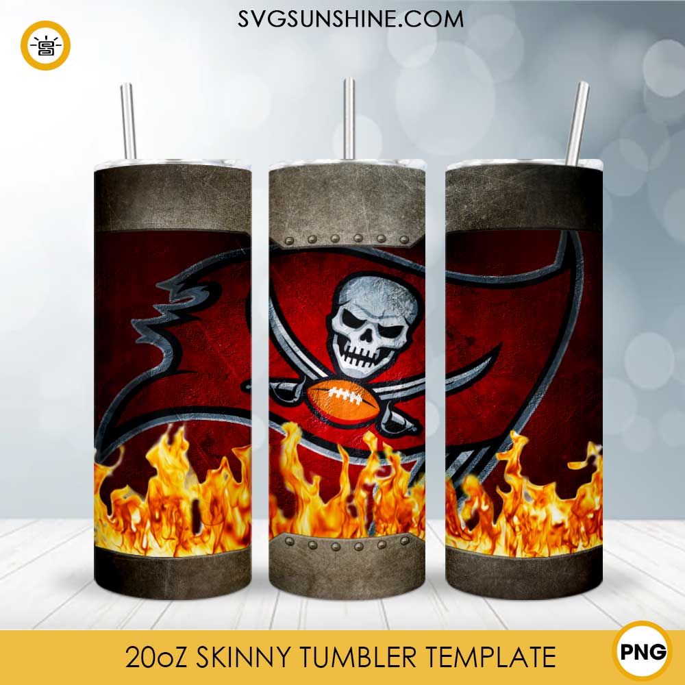 Tampa Bay Buccaneers Fire And Flame 20oz Skinny Tumbler Template PNG, Tampa Bay Buccaneers Tumbler Template PNG File Digital Download