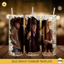 Yellowstone Tumbler PNG Design Files, Yellowstone Characters 20oz Skinny Tumbler Template PNG