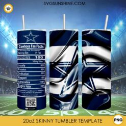 Dallas Cowboys Fun Facts 20oz Skinny Tumbler Template PNG, Dallas Cowboys Tumbler Template PNG File Digital Download