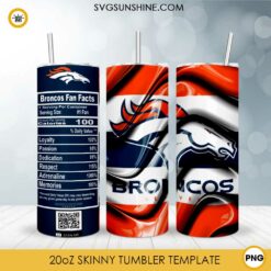Denver Broncos Fun Facts 20oz Skinny Tumbler Template PNG, Denver Broncos Tumbler Template PNG File Digital Download