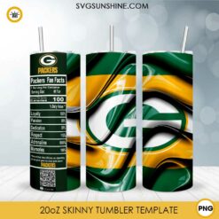 Green Bay Packers Fun Facts 20oz Skinny Tumbler Template PNG, Green Bay Packers Tumbler Template PNG File Digital Download