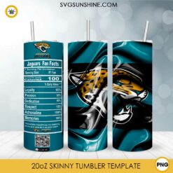 Jacksonville Jaguars Fun Facts 20oz Skinny Tumbler Template PNG, Jacksonville Jaguars Tumbler Template PNG File Digital Download