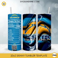 Los Angeles Chargers Fun Facts 20oz Skinny Tumbler Template PNG, Los Angeles Chargers Tumbler Template PNG File Digital Download