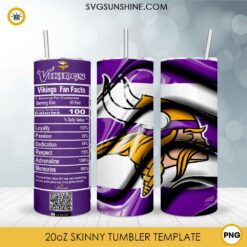 Minnesota Vikings Fun Facts 20oz Skinny Tumbler Template PNG, Minnesota Vikings Tumbler Template PNG File Digital Download