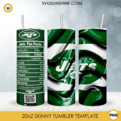 New York Jets Fun Facts 20oz Skinny Tumbler Template PNG, New York Jets Tumbler Template PNG File Digital Download