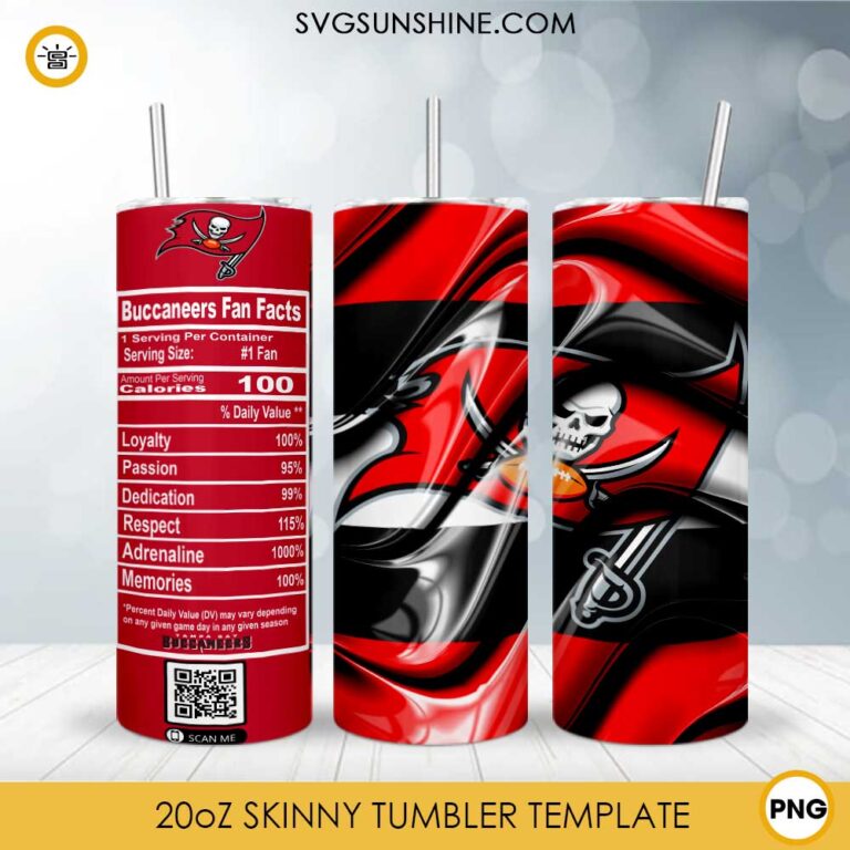 Tampa Bay Buccaneers Fun Facts 20oz Skinny Tumbler Template PNG, Tampa ...