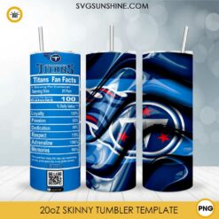 Tennessee Titans Fun Facts 20oz Skinny Tumbler Template PNG, Tennessee Titans Tumbler Template PNG File Digital Download