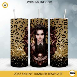 Wednesday Addams Leopard Glitter Tumbler PNG File, Wednesday 20oz Tumbler PNG File